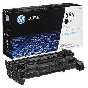 HP 59A Black Toner Cartridge front view showing packaging and cartridge
