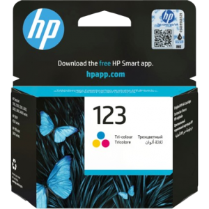HP 123 Tri-colour ink cartridge for crisp colour photo and document printing.