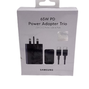 Samsung 65WPD Power Adapter Trio with dual USB-C ports and one USB-A port