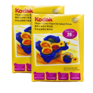 Pack of Kodak A4 glossy photo paper for inkjet printers – 20 sheets, 200gsm