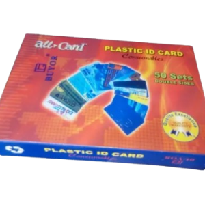 Buyor All Card Double-Sided Plastic ID Card Sets – 50-Pack for Thermal Printing