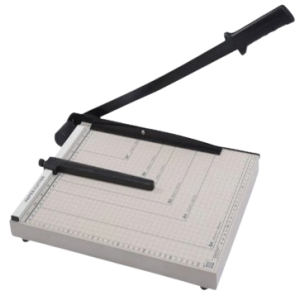 B4 Paper Cutter with metal base, auto paper-pressing bar, size indicators, and 12-sheet (70gsm) capacity