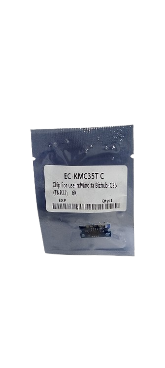 EC-KMC35T Cyan Toner Chip – 6K Yield for Minolta Bizhub C35 (TNP22) EC-KMC35T Cyan Toner Chip – 6K Page Yield for Minolta Bizhub C35 (TNP22 Compatible)